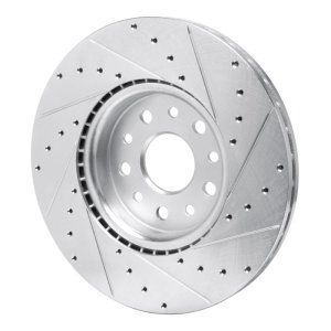 Dodge Charger Brake Rotor (1) - Front Left - R1 Concepts - Drilled & Slotted - Silver - `21-`25